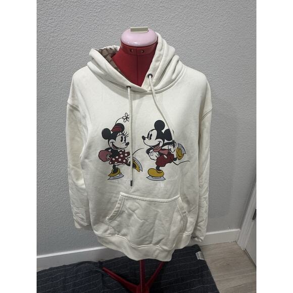 Coach X Disney Mickey Minnie Mouse Ice Skating Hoodie Cream - Picture 1 of 9